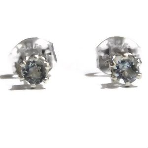 925 Sterling Silver 3mm Aquamarine Stud Earrings